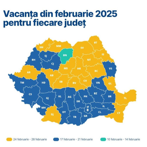 Harta vacanței de schi din februarie 2025 pentru părinți