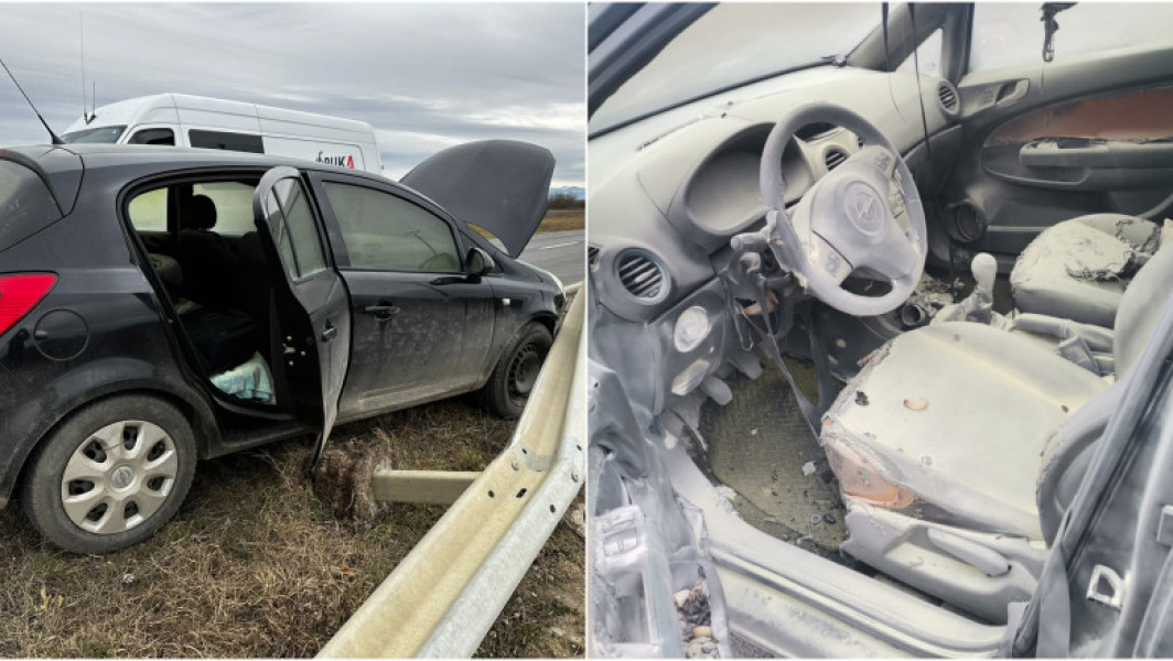 Șoferița din Satu Mare s-a salvat de flăcări