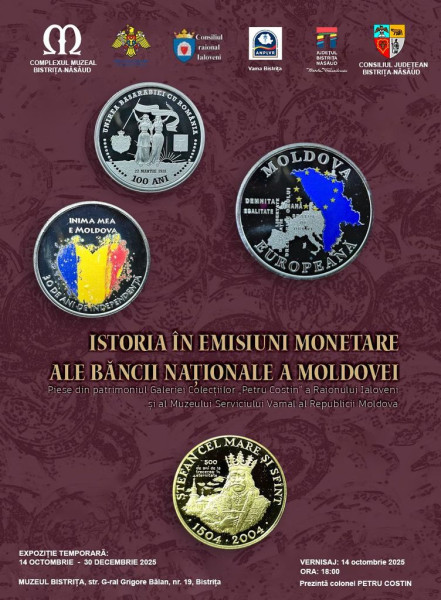 Prima expoziție de monede comemorative din aur și argint în Bistrița