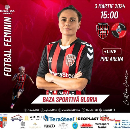 Meci de fotbal feminin decisiv pentru Gloria 2018 Bistrița-Năsăud în lupta pentru play-off la Baza Sportivă Gloria