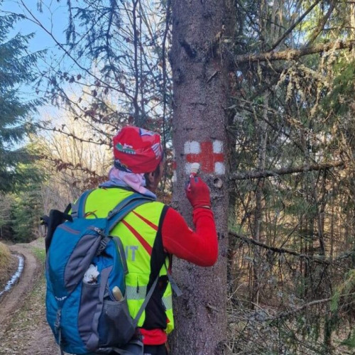 Salvamont reface marcajele in traseul Piatra Fântânele - Colibița