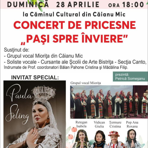 Concert de Florii susținut de Paula Seling la Căianu Mic, anunță primarul Paul Știr