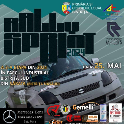 Alege-te Campionatul de Rally Sprint la Bistrița. Șase etape în județele Satu Mare, Maramureș și Bistrița-Năsăud, organizate de Clubul Sportiv Auto-Karting “RIDER’S”. Concurenți din toată regiunea se întrec în cele trei clase unică: Juniori, Debutanți și Avansați. Câștigă campionatul la festivitatea de final de an la Poligonul ACR din Satu Mare.