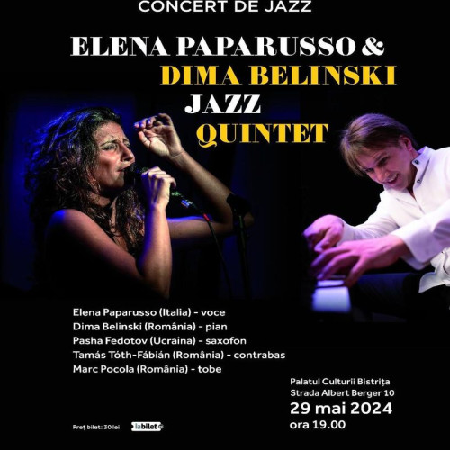 Concert de jazz la Palatul Culturii cu Elena Paparusso și Dima Belinski Jazz Quintet