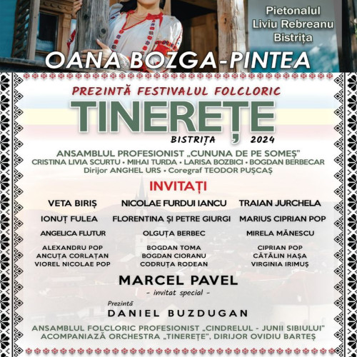 Festivalul ”Tinerețe”, pe pietonalul Liviu Rebreanu în 30 mai. Nume mari din folclorul românesc vor urca pe scenă.