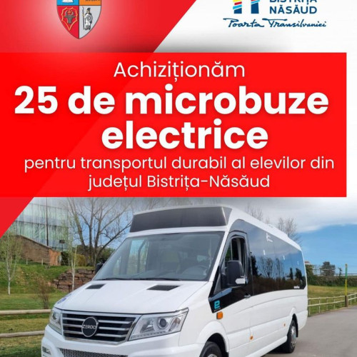 Microbuze electrice pentru transportul elevilor în 25 de UAT-uri din Bistrița-Năsăud